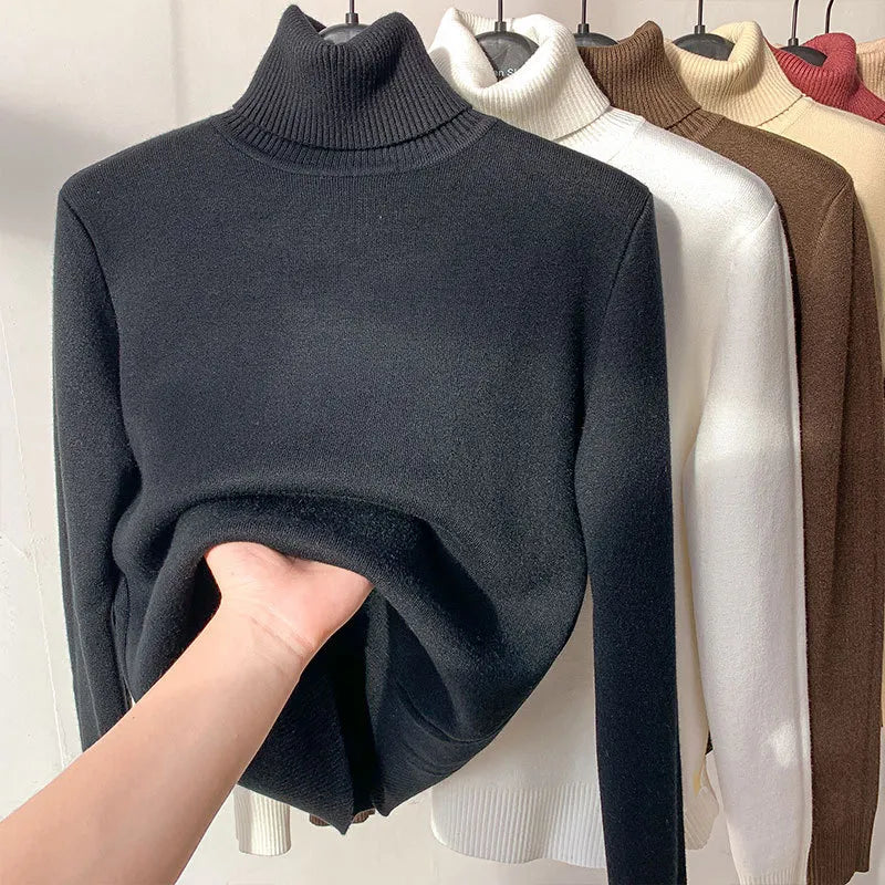 Women's Elegant Turtleneck Winter Sweater - Thick, Warm Knit Pullover