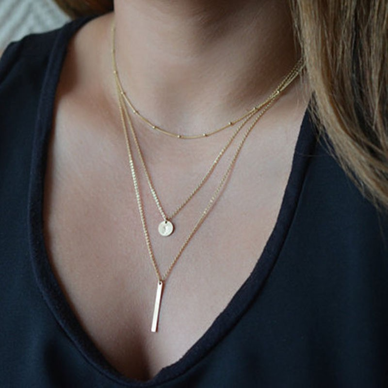 Custom Twin Layer Stripe Pendant Necklace